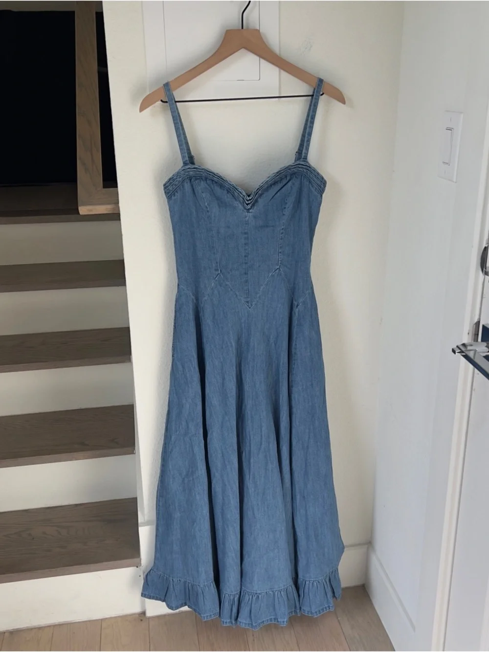 Free People Another Season Denim Midi Dress - Boardwalk Blue - Womens Small - Picture 4 of 9
